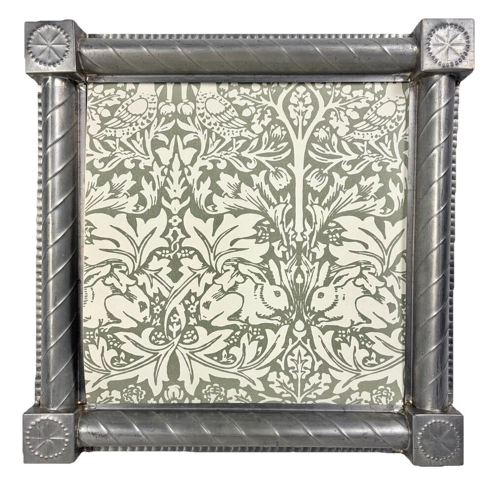 Handmade Punched Tin Metal Folk Art Photo Frame 13x13” Fits 10x10” Rustic VTG